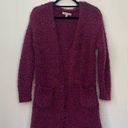 Love Tree  Burgundy Fuzzy Open Front Long Length Cardigan ~ Women’s Size S Photo 0