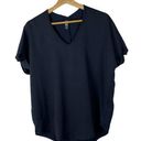 Alya  Navy Blue V-Neck Short Sleeve Blouse S Photo 0