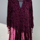 American Eagle  Size Medium Boho Tiered Long Sleeve Dress maroon floral print Photo 0