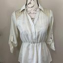 Daytrip  Cream Gold Sheer Button Down Top Photo 3