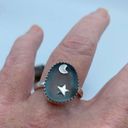 The Moon  & Star Sea Tumbled Sea Foam Sea Glass Sterling Silver Ring Size 10 Photo 1