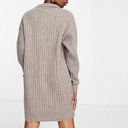 Weekday Husky V Neck Chunky Ribbed Knit Sweater Dress in Oat Brown Photo 1