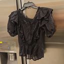 Isabel Marant 💕 ETOILE💕 Black Ruffled Nathan Blouse ~ 100% Cotton Black 34 EU Photo 12