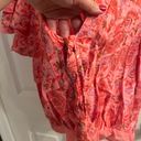 Free People Call Me Later Bodysuit Pink Paisley Ruffled Flutter Sleeve Photo 6