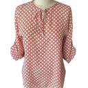 Moa Moa  Rust Geometric Print 3/4 Sleeve White Blouse ~ Women's Top Size MEDIUM Photo 0