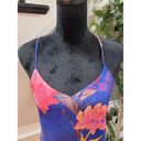 fab'rik  Women's Blue Floral 100% Polyester Scoop Neck Sleeveless Top Blouse Small Photo 3