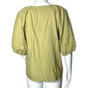 Harper  Women's Blend Blouse Tan Linen Cotton Blend Short Sleeve Puff Sleeve Photo 2