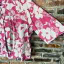 Basic Editions  Pink Beige 2-Button Hawaiian Tropical Linen Top Women's Size 2X Photo 2