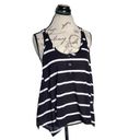 Poof  Excellence  Womens Blouse Tank Sz Small Striped Sleeveless Swing High Low Photo 2