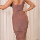 House Of CB VALENTINA MOCHA ASYMMETRIC CUTOUT MIDI DRESS Photo 2