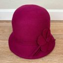 Target NWOT  100% Wool Felt Purple Floral Applique Bowler Cloche Hat Photo 4