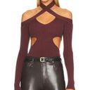 NBD  Zuri Crossover Cut Out Top Chocolate Brown Size XS Ribbed Knit Bodycon NEW Photo 0