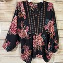 Style & Co floral boho handkerchief hem peasant blouse women’s Size Medium Photo 3