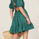 Peter Som Green Puff Sleeves Open Tie Back Ruffle A-line Summer Mini Dress 6 Photo 0