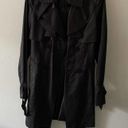 Tahari  Black Ruffle Detail Trench Coat Photo 2