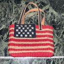 Q&A American Flag 🇺🇸 USA Natural Straw Bag Photo 0