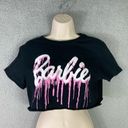 Barbie by Hybrid‎ Women's XS Black Pink Paint Drip Graphic Cotton T Photo 2