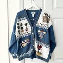 Quacker Factory  Vintage Blue Cottage Grandma Knit Heart Angels Miracles Cardigan Photo 0