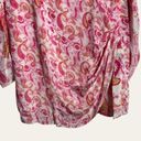 Rococo  Sand Pink White Paisley Print Long Puff Sleeve Mini Dress Size M Photo 4