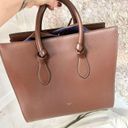 CELINE NWT  Smooth Calfskin Tie Knot Top Handle Tote Handbag Dark Brown Small Photo 4