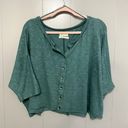 Urban Outfitters Teal Blue Carara Boxy Botton Down Raw Hems Boho Top M Photo 0