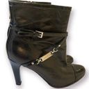 Ralph Lauren Lauren  Black Leather Booties High Heel Patent Cap Toe Sz 8.5 Photo 0