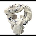 Edge Nautical Cream Navy Oblong Scarf Fringe  32X75 Fall Photo 1