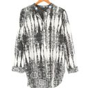 Alberto Makali  Black White Ikat Print Lace Back Hi/Low Tunic Top L Photo 0