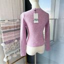 ZARA  Pink Lilac Side Pleat Crewneck Knit Sweater Women’s Size Small Photo 5