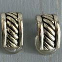 Fantastic Vintage Clip On Earrings Silver Tone Half Hoops Photo 0