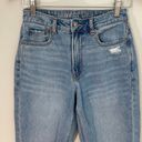 American Eagle  Womens Mom Straight Jeans Distressed Light Wash Blue Size 2 Reg Photo 1