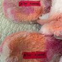 Betsey Johnson BETSY JOHNSON Fuzzy Pink‎ White Heart Slippers Size Extra Large 11-12 Photo 2