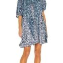 Free People  JET SET MINI DRESS MIXED PRINTED TUNIC Oversized DRESS Blue sz small Photo 2