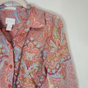 Chico's  Eclectic Paisley Printed Floral 100% Linen Women S Button Front Shirt Photo 6