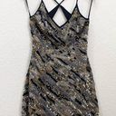 Topshop  10E02PBLK Black/Gold Sequin Beaded Mini Party Evening Dress Size 4 Photo 2