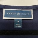 Karen Scott  Womens Sleeveless Top Size Medium Navy Blue Silver Stud T-Shirt Photo 3