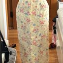 Vintage Yellow Floral Maxi Linen Skirt Size 6 Photo 0