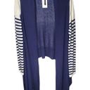 BCBGMAXAZRIA  Open Front Draped Cardigan Silk/Cashmere Blend in Navy and Cream Photo 7