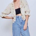 ZARA  NWOT Ruffled Floral Gem Button Down Knit Cardigan Sweater in Ivory Cream Photo 7