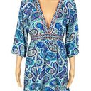 Trina Turk  “Provence” blue/teal/white paisley dress/Swim cover-up. Small. EUC Photo 0