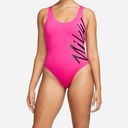 Nike NWOT  Women's Multi Logo U Back One Piece Swimsuit Large Pink Photo 1