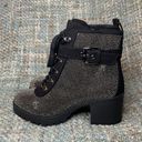 Wild Pair Hillari 2 Buckle Ankle Strap Metallic Rhinestone Studded Heeled Boots Photo 1