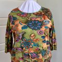 cj banks Beaded Blue Green Peach Print Top Blouse 1X Photo 0