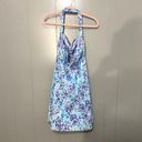 City Triangles Vintage  Blue Floral Hawaiian Y2K 90s Coconut Girl Halter Dress 10 Photo 2