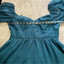 Lulus NWOT  Vivacious Arrival Emerald Chiffon Balloon Sleeve Mini Dress Photo 6