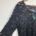 Maurice's  Blouse Top Womens XXL Black‎ Floral Lace Sheer Long Sleeve Slim Fitted Photo 3