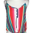 Full Tilt  Red Multicolor Stripes Spaghetti Strap Tie Front Summer Top M Photo 0