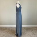 Adrianna Papell  Women's Formal Dress Size 16 Blue Sleeveless Lace and Crepe Gown Photo 4