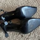 Charles Jourdan Black Leather Slingback Heels Sz 7 Photo 2