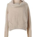 Moon & Madison Cream Oversized Crop Cowl Neck Chunky Knit Sweater Size Medium Photo 0